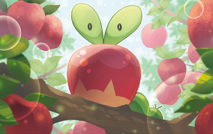 Applin, resting in an apple tree.