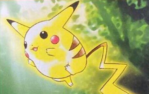 Pikachu, old style, cute and round.
